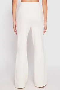 Womens Elastic Waist Flared Sweatpants, White, Size L