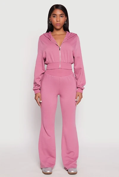 Elastic Waist Flared Sweatpants