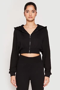 Womens Zip Front Cropped Hoodie,