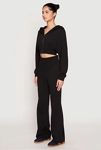 Womens Zip Front Cropped Hoodie, M