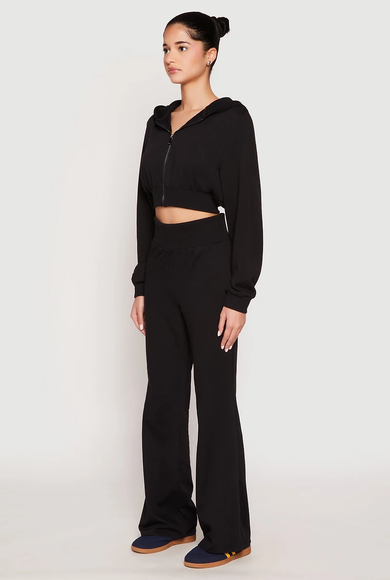Womens Zip Front Cropped Hoodie,