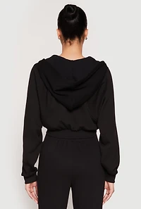 Womens Zip Front Cropped Hoodie,