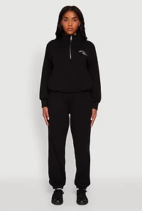 Womens High Waisted Fleece Lined Elastic Waist Joggers,