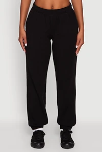 Womens High Waisted Fleece Lined Elastic Waist Joggers,
