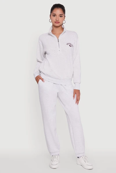 Womens High Waisted Fleece Lined Elastic Waist Joggers, Grey,