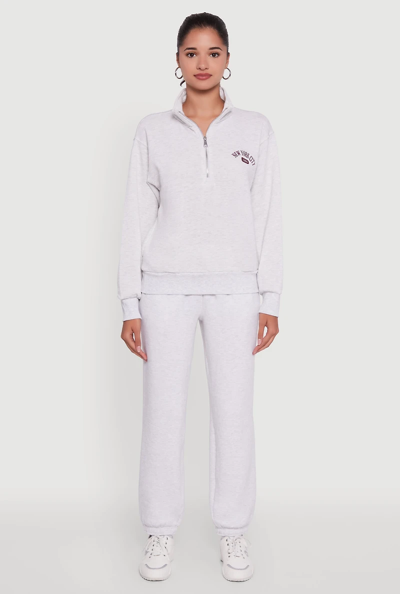 Womens High Waisted Fleece Lined Elastic Waist Joggers, Grey, Size S