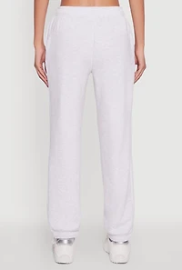 Womens High Waisted Fleece Lined Elastic Waist Joggers, Grey,