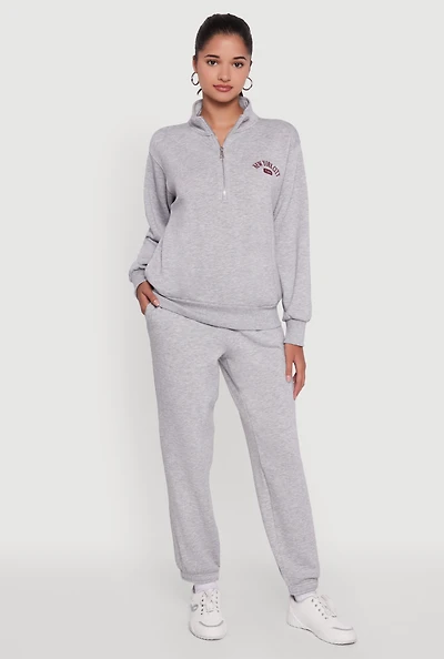 Womens High Waisted Fleece Lined Elastic Waist Joggers, Grey, Size M