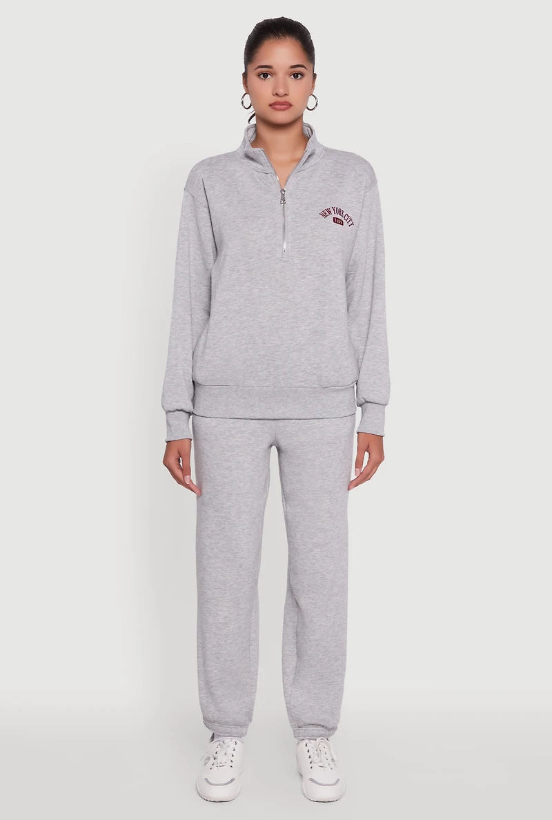 Womens High Waisted Fleece Lined Elastic Waist Joggers,