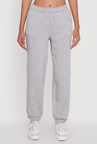 Womens High Waisted Fleece Lined Elastic Waist Joggers, Grey,