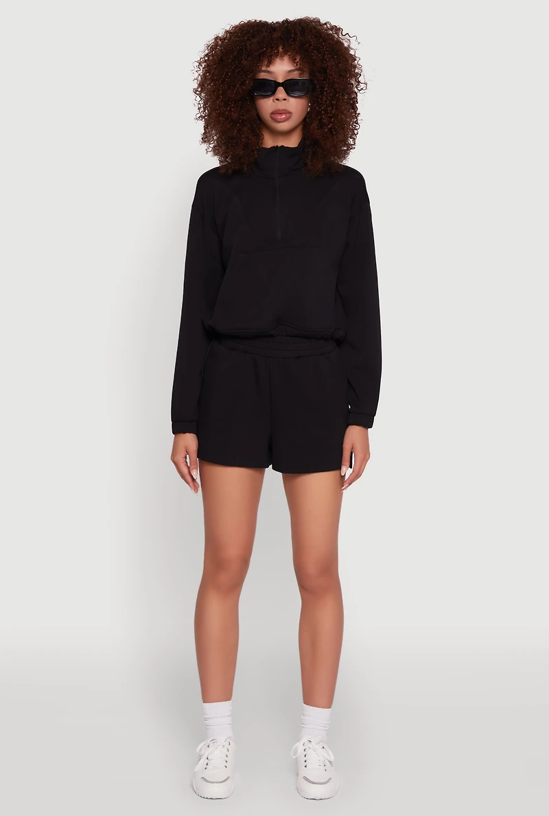 Womens Mock Neck Quarter Zip Pullover Sweatshirt,