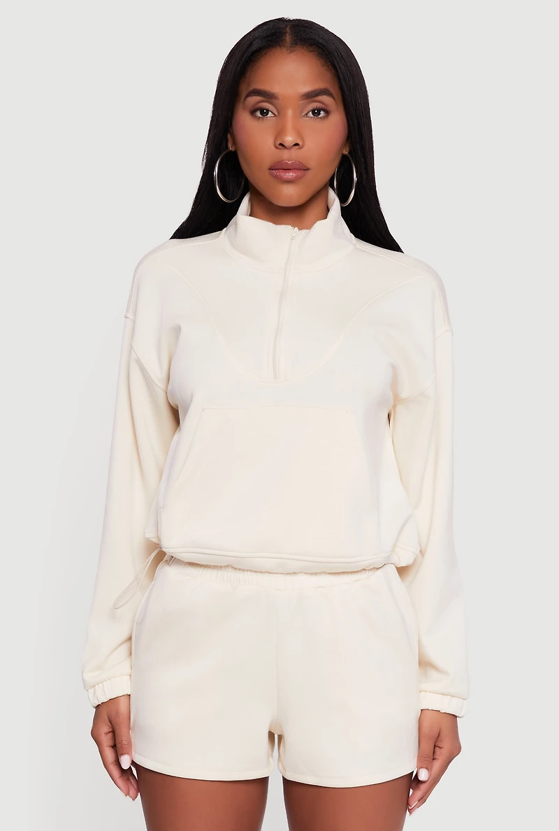 Mock Neck Quarter Zip Pullover Sweatshirt
