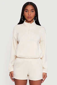 Mock Neck Quarter Zip Pullover Sweatshirt