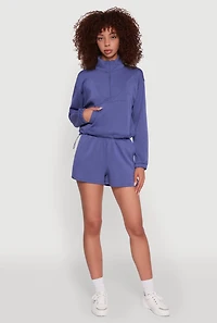 Womens Mock Neck Quarter Zip Pullover Sweatshirt, Blue,