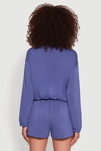 Womens Mock Neck Quarter Zip Pullover Sweatshirt, Blue,