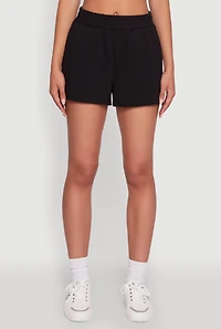 Womens Elastic Waist Side Slit Sweatshorts, Black, Size M