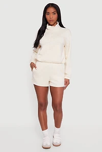 Elastic Waist Side Slit Sweatshorts