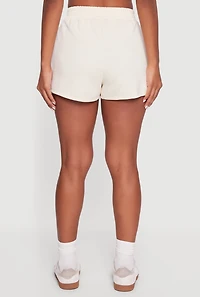 Womens Elastic Waist Side Slit Sweatshorts, Khaki, Size L