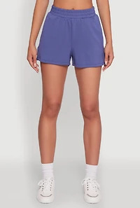 Womens Elastic Waist Side Slit Sweatshorts, Blue, Size S