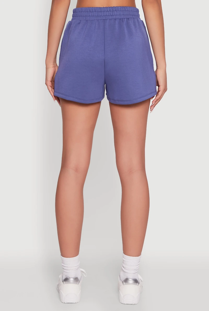 Womens Elastic Waist Side Slit Sweatshorts, Blue, Size L