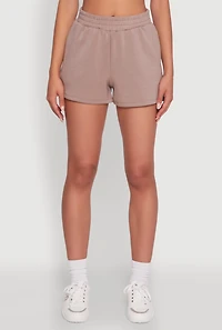 Womens Elastic Waist Side Slit Sweatshorts, Brown, Size S