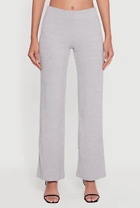 Ribbed Knit Straight Leg Pull On Pants