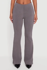 Womens Brushed Knit Straight Leg Pants, Grey, Size L