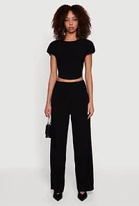 Slit Back Puff Sleeve Crop Top