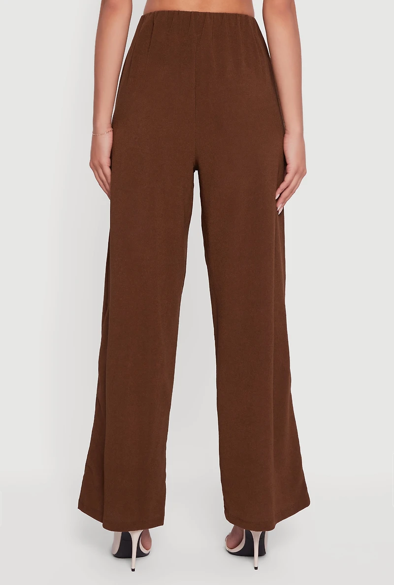 Textured Knit Wide Leg Dress Pants