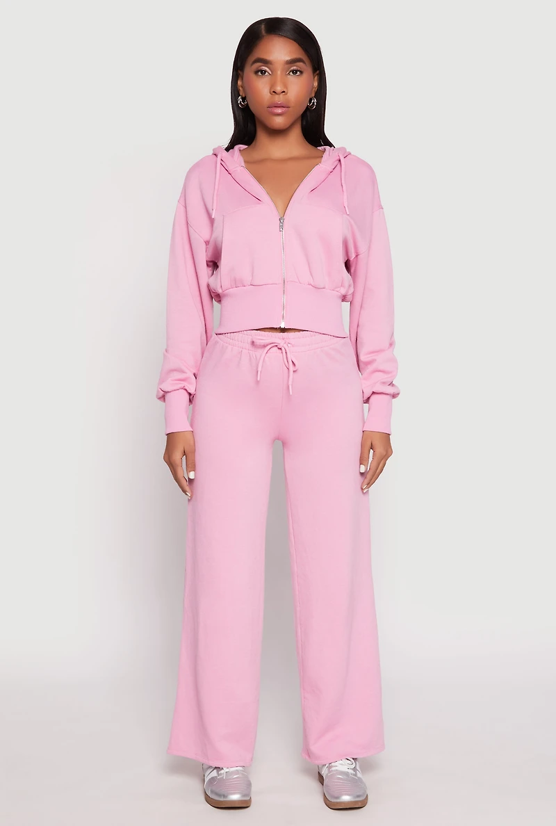 Iris Fleece Zip Front Cropped Hoodie