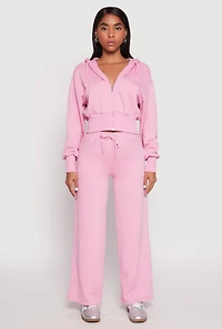 Iris Fleece Zip Front Cropped Hoodie