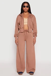 Womens Iris Drawstring Wide Leg Sweatpants, Brown, Size M