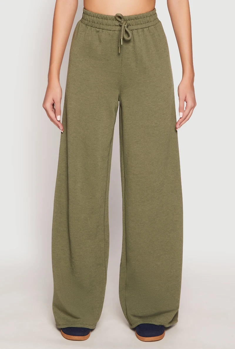 Womens Iris Drawstring Wide Leg Sweatpants, Green, Size M