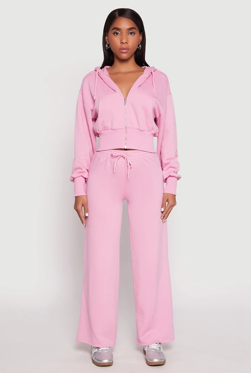 Womens Iris Drawstring Wide Leg Sweatpants, Pink, Size M