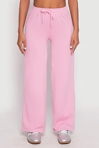 Womens Iris Drawstring Wide Leg Sweatpants, Pink, Size M