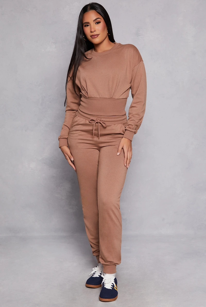 Womens Crew Neck Cropped Sweatshirt,