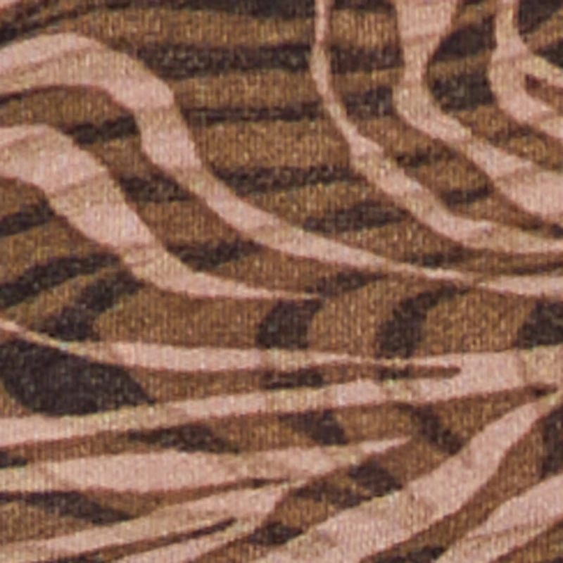 Swirl Print Mesh Ruched Side Long Sleeve Funnel Neck Blouse