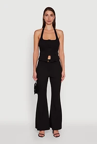 Womens Zip Front Halter Blazer Vest,