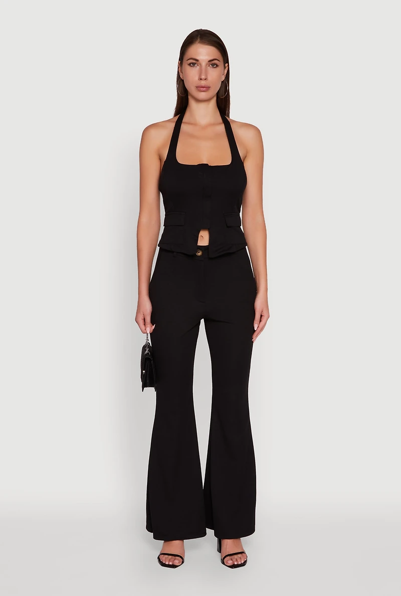 Womens Zip Front Halter Blazer Vest,