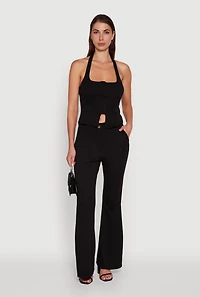 Womens Zip Front Halter Blazer Vest,