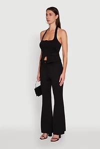 Womens Zip Front Halter Blazer Vest,