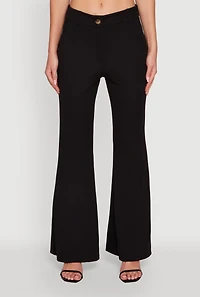 Womens Solid Flared Dress Pants, Black, Size M