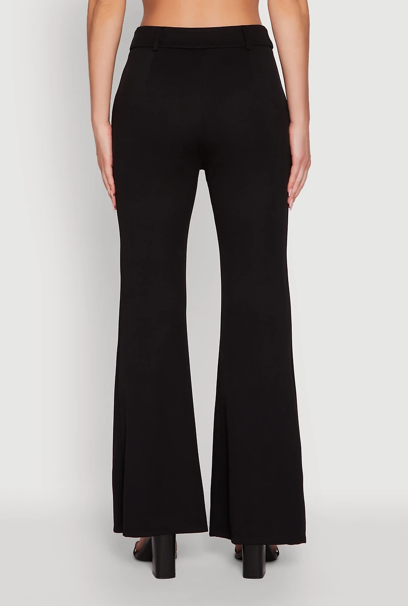 Womens Solid Flared Dress Pants, Black, Size S