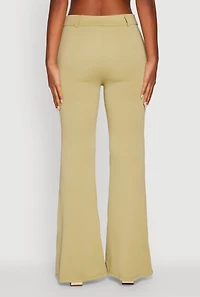 Womens Solid Flared Dress Pants, Green, Size M