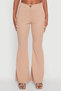 Womens Solid Flared Dress Pants,