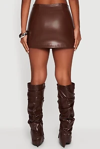 Faux Leather Double Buckle Mini Pencil Skirt