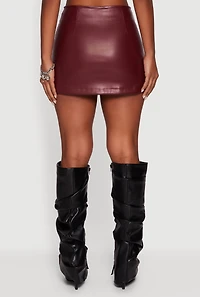 Faux Leather Double Buckle Mini Pencil Skirt