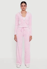 Hooded Zip Front Velour Jacket