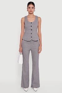 Button Front Houndstooth Blazer Vest