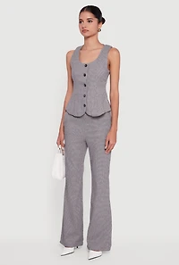 Button Front Houndstooth Blazer Vest